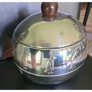Vintage MCM West Bend Penguin Vintage Cold Server Ice Bucket Chrome Made In USA